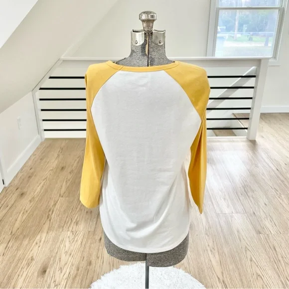 NWT XS S XXL Keep on keeping on gold and white crew neck baseball tee - Picture 5 of 8